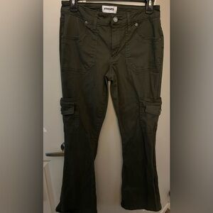 low waisted green cargos